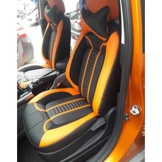 Orange leather car on sale seat covers